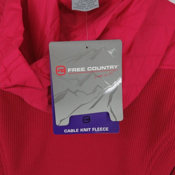 Free Country Small Women's Pink Cable Knit Fleece Jacket NWT $90 - Picture 6 of 7